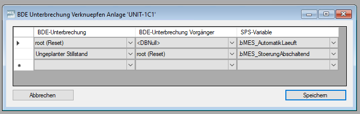 Menü BDE-Unterbrechung konfigurieren Menü BDE-Unterbrechung konfigurieren