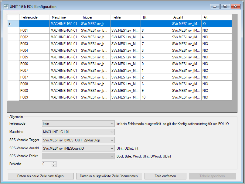 Menü EOL konfigurieren Menü EOL konfigurieren