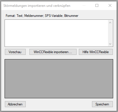 Untermenü Störmeldungen importieren und verknüpfen  Untermenü Störmeldungen importieren und verknüpfen