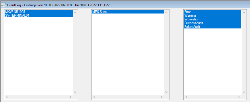 Event Logs - Weitere Filter
